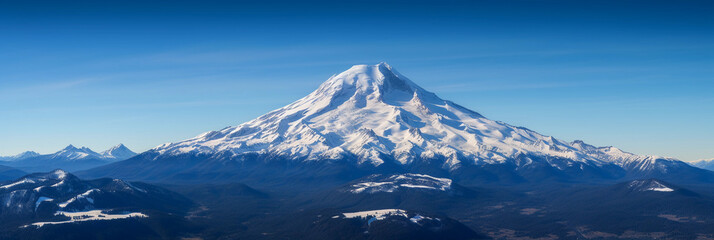 Fototapeta na wymiar Cascade Range, snow-capped peaks, clear blue sky, sharp details