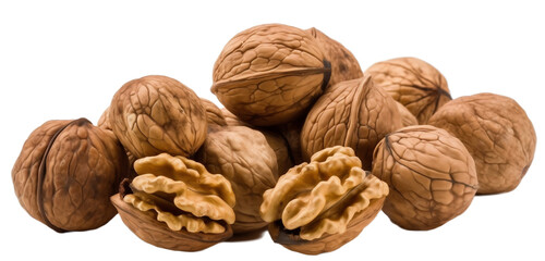 Walnut isolated on white background. Nuts on a white background. Generative artificial intelligence
