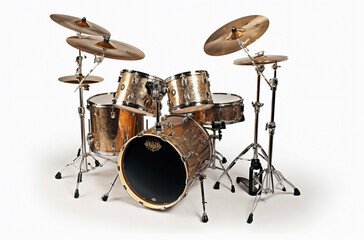 Fototapeta na wymiar Drum kit isolated on white. Drums on a light background. Generative artificial intelligence
