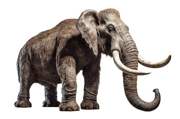 Obraz premium Figure of a prehistoric Mammoth on a white transparent background. PNG file. Generative artificial intelligence