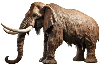 Figure of a prehistoric Mammoth on a white transparent background. PNG file. Generative artificial intelligence