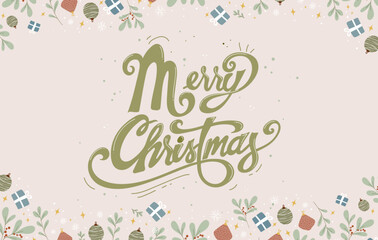 Merry Christmas with christmas frame for lettering for greeting cards, banners, posters, isolated vector illustration.
