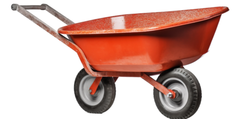 Garden wheelbarrow on a light background. Generative artificial intelligence