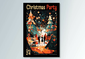 Modern Minimalistic Christmas Poster with AI Generated Illustration