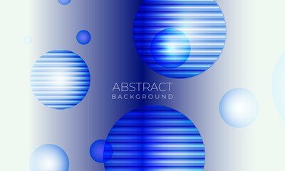 White and blue geometric abstract background with blue circles and stripes. Vector illustration