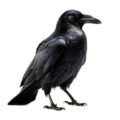 Bird, black raven on a light background. Generative artificial intelligence