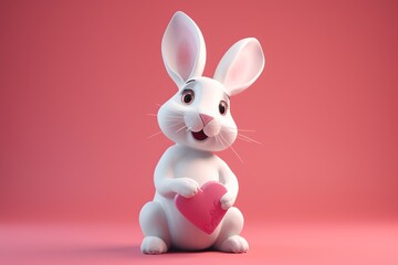 white rabbit with a heart	
