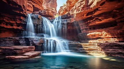 Fototapeta na wymiar waterfall in karijini national park, western australia