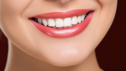 Fototapeta premium White teeth beautiful woman smile dental clinic advertisement