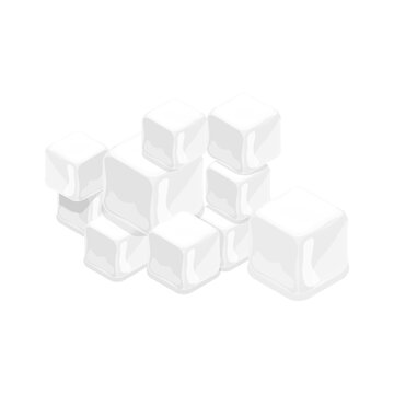 3D Isometric Flat Vector Set of Ice Cubes for Cocktails, Plastic Trays. Item 8