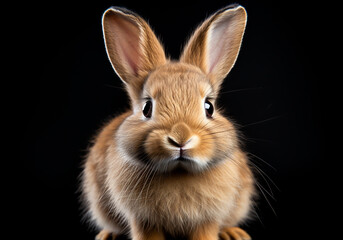 Obraz premium Rabbit portrait on dark background. AI generated