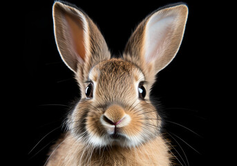 Obraz premium Rabbit portrait on dark background. AI generated