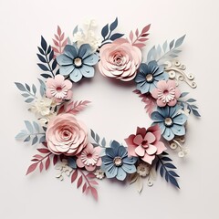 Flower wreath. Festive decoration for wedding and date. Concept of love and romance. Floral bouquet ornament.