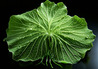 Fototapeta premium Detailed structure of a green leaf. AI generated