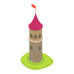 3D Isometric Flat Vector Set of Medieval Castles, Fortresses and Towers. Item 2