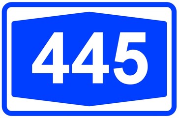 Illustration eines Autobahnschildes der Autobahn 445 in Deutschland	