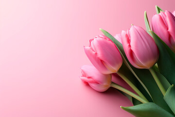Tulips on plain background with copy space, love concept
