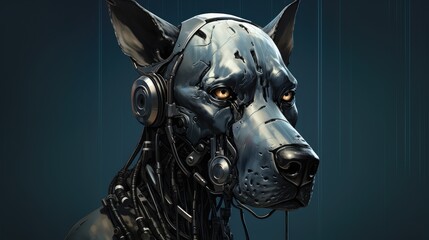 Fototapeta na wymiar Anthropomorphic cyber dog