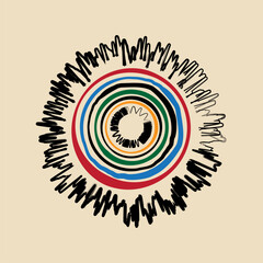 graphic geometric color round brush zigzag line pattern background abstract art texture fabric design