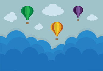 Obraz premium Colorful hot air balloon and cloud.