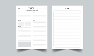 Daily Goal Planner KDP Interior Printable Template  Vector illustration.
