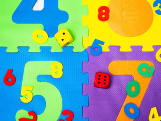 Educational games. Colored cubes and numbers for kindergarten. Puzzles. - 680691970