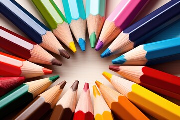 abstract background of color pencil close up top view, Generative Ai