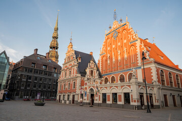 Fototapeta premium town hall in the city center on the square in Riga Latvia