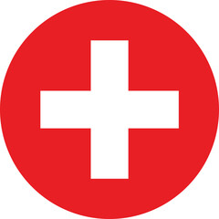 Round Switzerland flag vector . Switzerland flag button