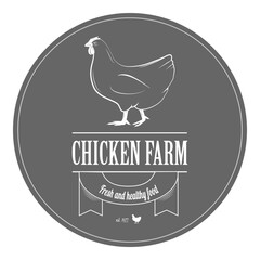 Farm Fresh Products Badge Set Vector Illustration. Contains Images of Barn, Farm Truck, Cow, Chicken, Farmer, Eggs, Human Hands, Milk Can, Farm Constructions.. Item 5