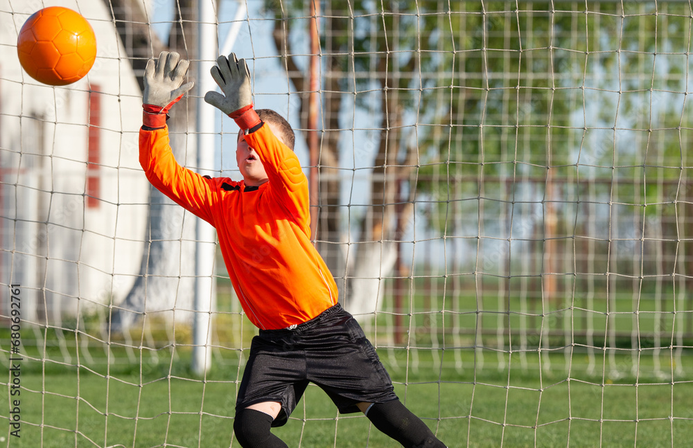 Canvas Prints Young Boy Goalkeeper