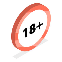 3D Isometric Flat Vector Set of Sensitive Content Signs, Under Age Content. Item 1