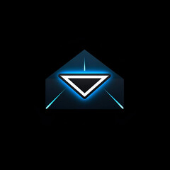 Fototapeta premium A Futuristic Black, White and Fluorescent Blue Email Envelope Icon or Logo