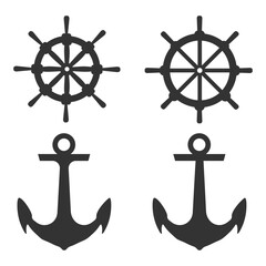 Ship wheel icon.  Boat Steering Wheel set background vector ilustration.