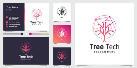 Tree tech design element vector icon with creative concept idea