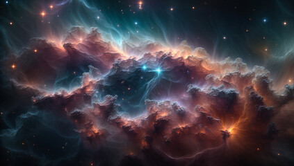 Nebulae with intricate filaments and tendrils, resembling celestial works of art - AI Generative
