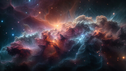 Nebulae with intricate filaments and tendrils, resembling celestial works of art - AI Generative