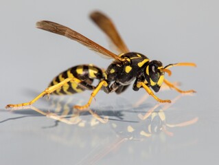 Mirroring wasp, European common wasp, Vespula Vulgaris