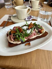 bruschetta with mushrooms and meat