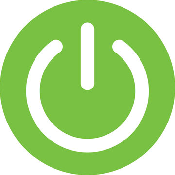 Switch on button . Green power button . Start icon 