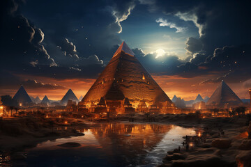 Majestic pyramid shape inspiring ancient - obrazy, fototapety, plakaty