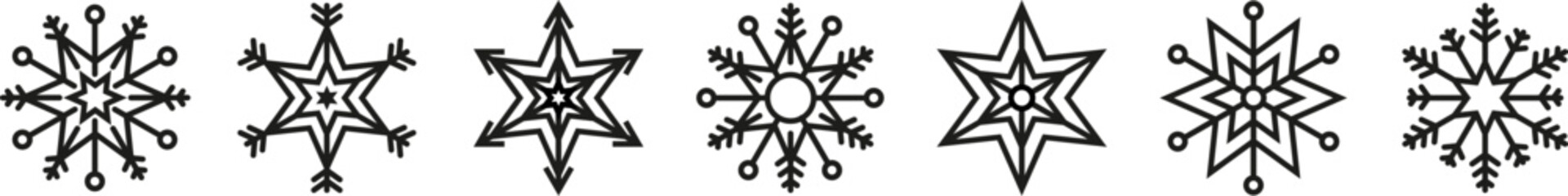 Collection of snowflakes. Snowflake shapes. Vector illustration