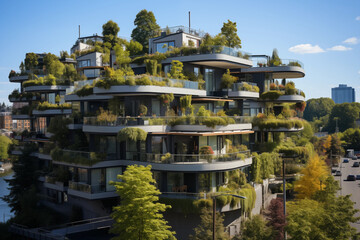 Fototapeta premium Modern residential district with garden roof