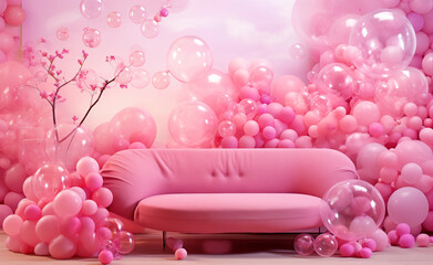 Pink Bubble Bliss: Crafting a Playful and Vibrant Background for Whimsical Design Applications