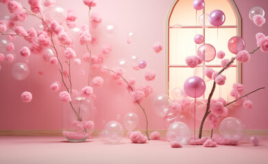Pink Bubble Bliss: Crafting a Playful and Vibrant Background for Whimsical Design Applications