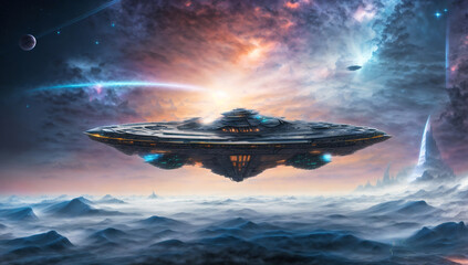 Fototapeta premium A captivating new world dominated by an expansive and mesmerizing icy landscape - AI Generative