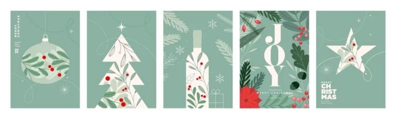Fotobehang Set of Christmas and New Year greeting cards. Vector illustration concepts for graphic and web design, social media banner, marketing material. © PureSolution