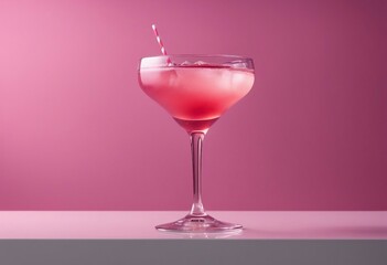Pink cocktail isolated on pink background