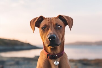 Studio shot capturing dog on vibrant backdrop