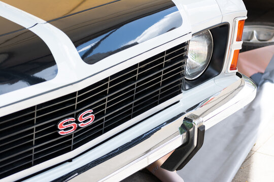 A 1977 Chevrolet Opala SS model car is seen on display in the city of Salvador, Bahia.